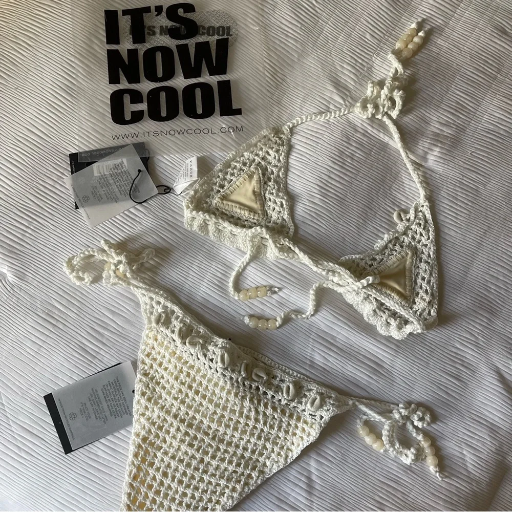 Brand New- It’s Now Cool The Crochet Shell Tri Top & Tie Pant in Cowrie 🐚✨